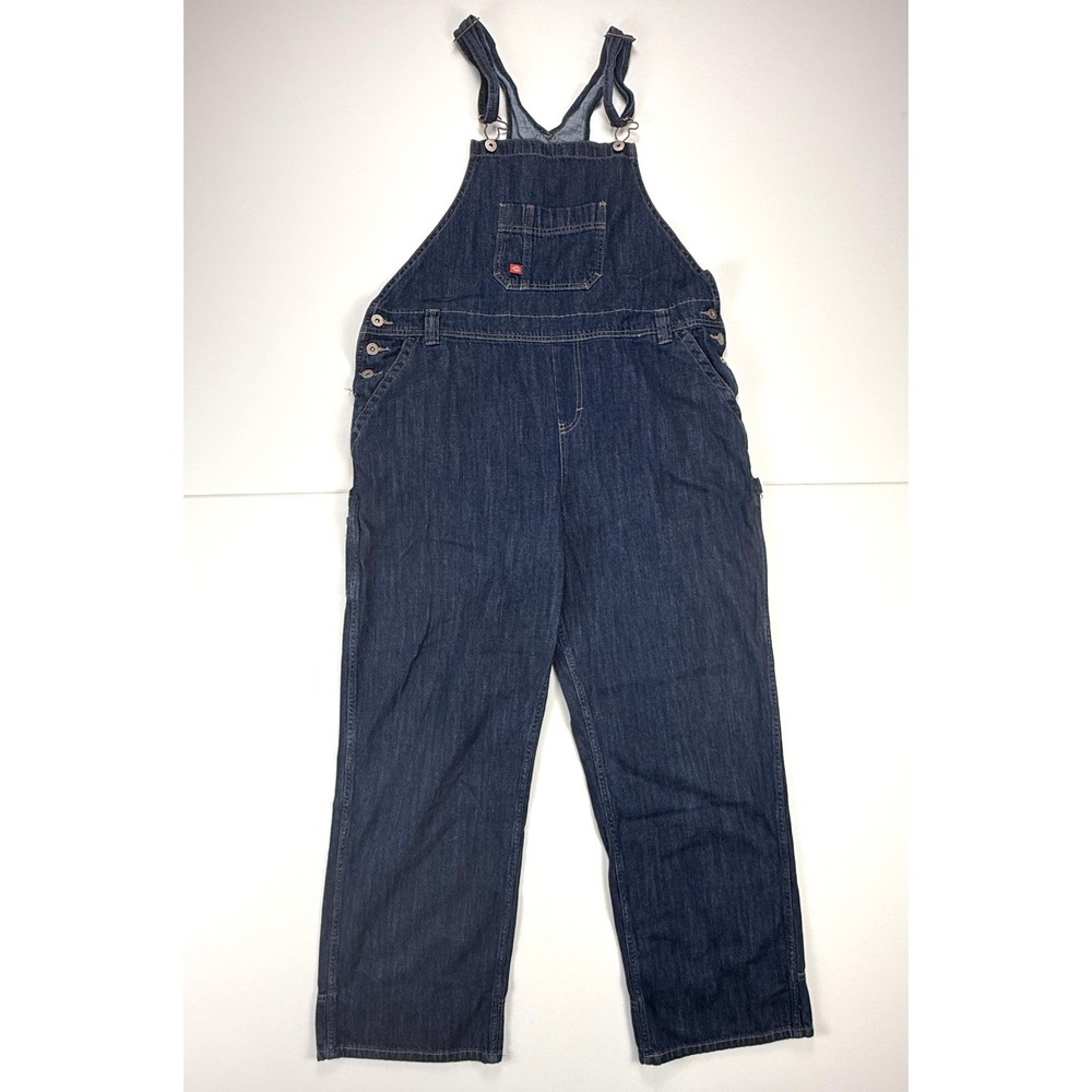 Dickies Men XL Denim Bib Overalls Blue Workwear Carpenter Utility FB206DIB #1947